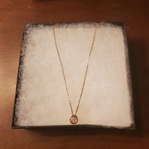 Melanie Clara Gold Tone Solitaire Bezel CZ Necklace